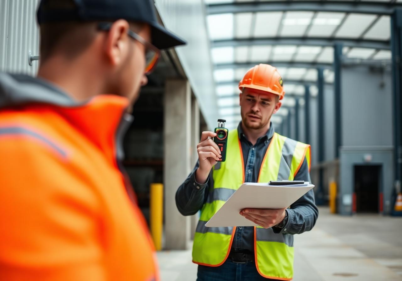 Surveyor inspecting a commercial building